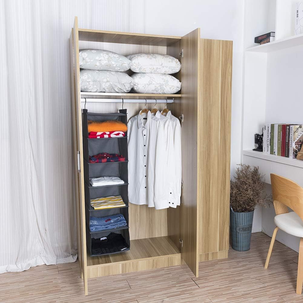 MAX Houser 6 Tier Shelf Hanging Closet Organizer, Closet Hanging Shelf with 2 Sturdy Hooks for