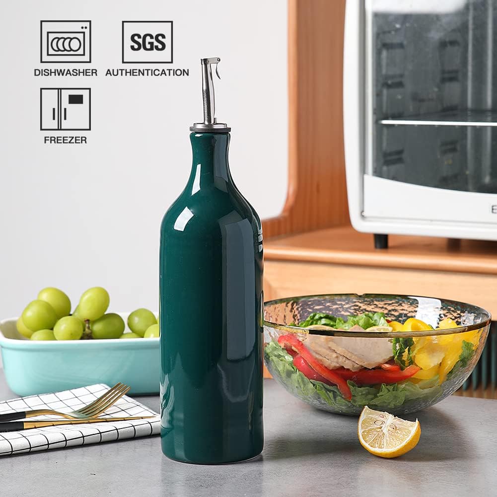 Sweejar Large Ceramic Oil Dispenser Bottle, Opaque Cruet Protects to Reduce Oxidation, Suitable for