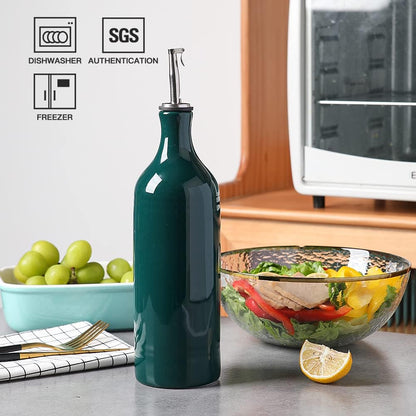 Sweejar Large Ceramic Oil Dispenser Bottle, Opaque Cruet Protects to Reduce Oxidation, Suitable for