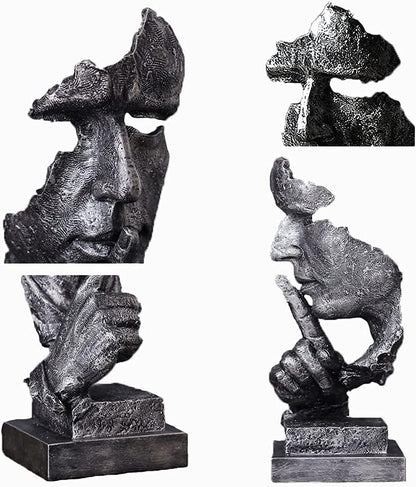 Silence is a Golden Statue Modern Mens Creative Office Home Room Decorations Sculpture Friends