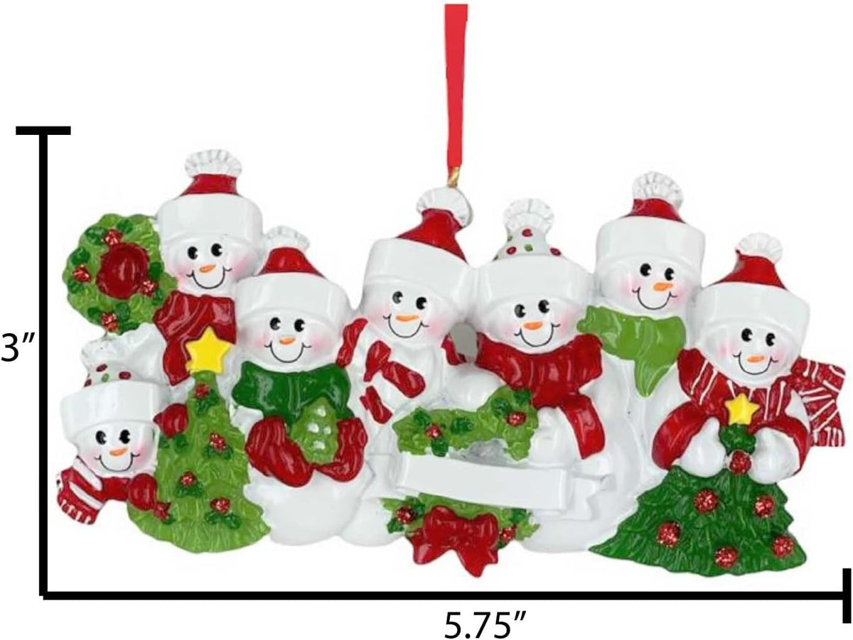 3D Snowman Family of 7 Ornament 2025 Personalized Family Christmas Ornaments 2025 | Snow People