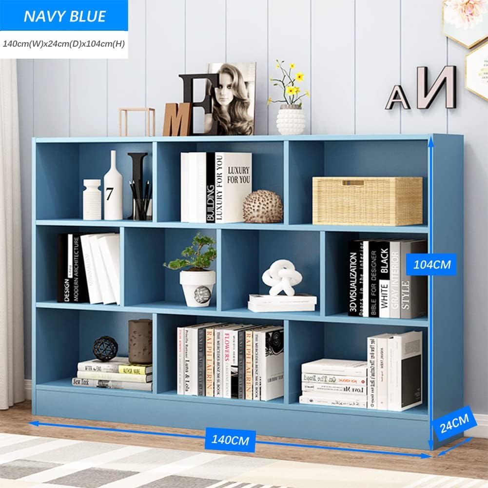 IOTXY Open Shelf Low Bookcase - Wooden 3-Tier Floor Standing Display Cabinet Organizer with Base