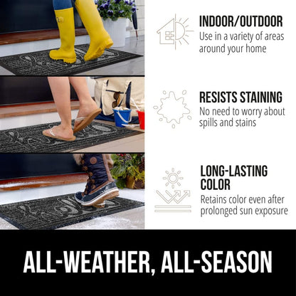 GORILLA GRIP 100% Waterproof All-Season WeatherMax Doormat, 47x35, US Designed Natural Rubber