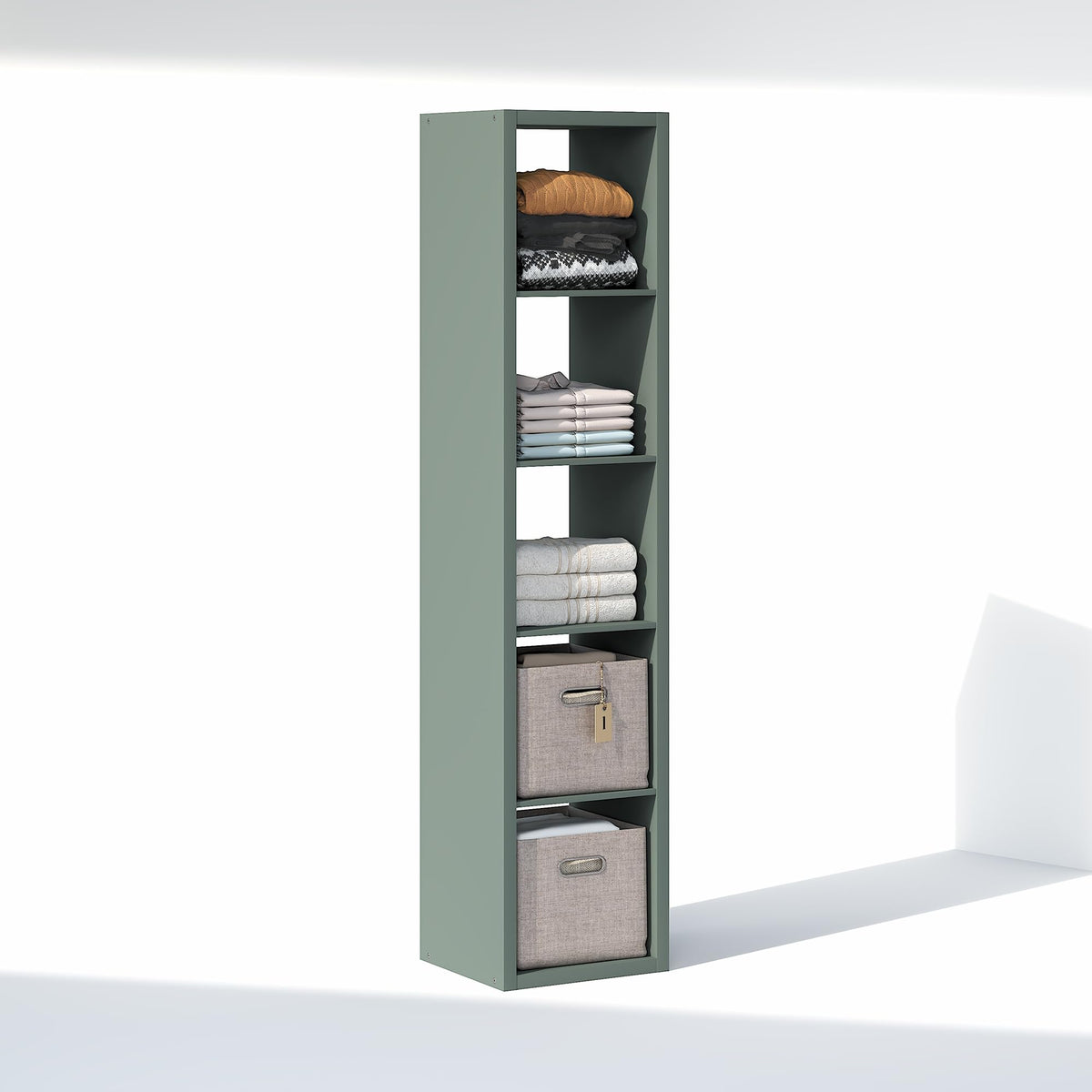 Furinno Cubic Extra Thick 5-Cube Closet Organizers and Storage, Sage Green