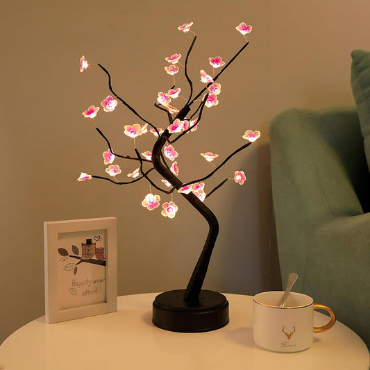 36 LED Cherry Blossom Sparkly Fairy Spirit Tree Lights, Twinkling Tree 3AA&USB Powered, Tabletop