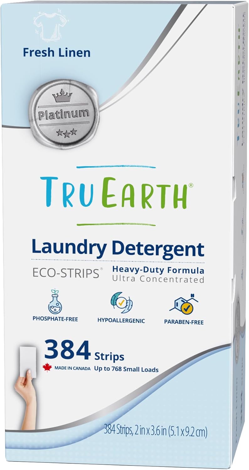 Tru Earth Platinum - Heavy Duty Laundry Detergent Sheets - Up to 768 Loads (384 Count, Fresh Linen