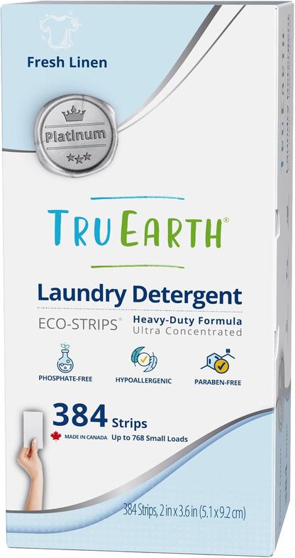 Tru Earth Platinum - Heavy Duty Laundry Detergent Sheets - Up to 768 Loads (384 Count, Fresh Linen
