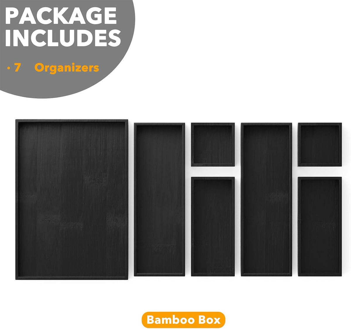 SpaceAid 7-Piece Bamboo Drawer Organizer Storage Boxes Set, Wood Tray Junk Drawer Organizers