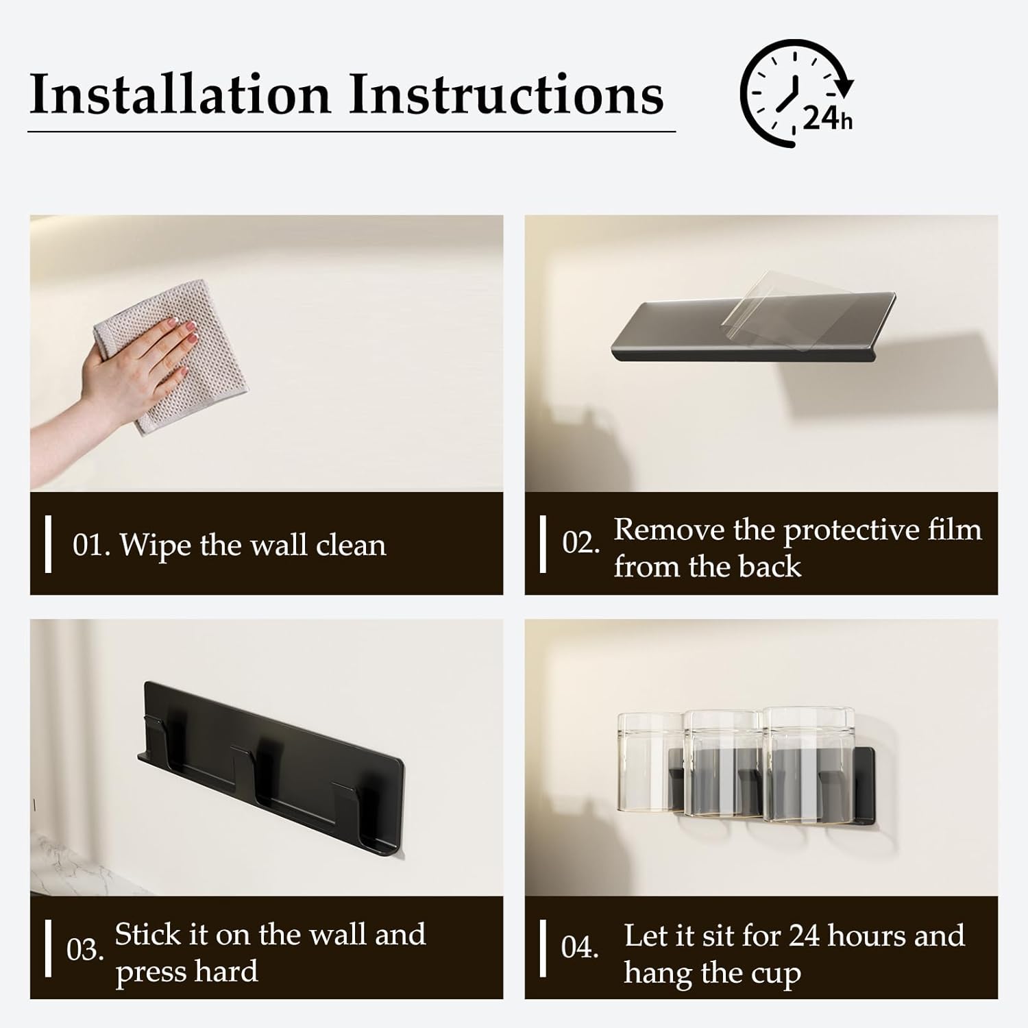 Cup Holder, 2 Pack Wine Glass Holder，No Drilling Installation Wine Glass Holder Wall Mounted for