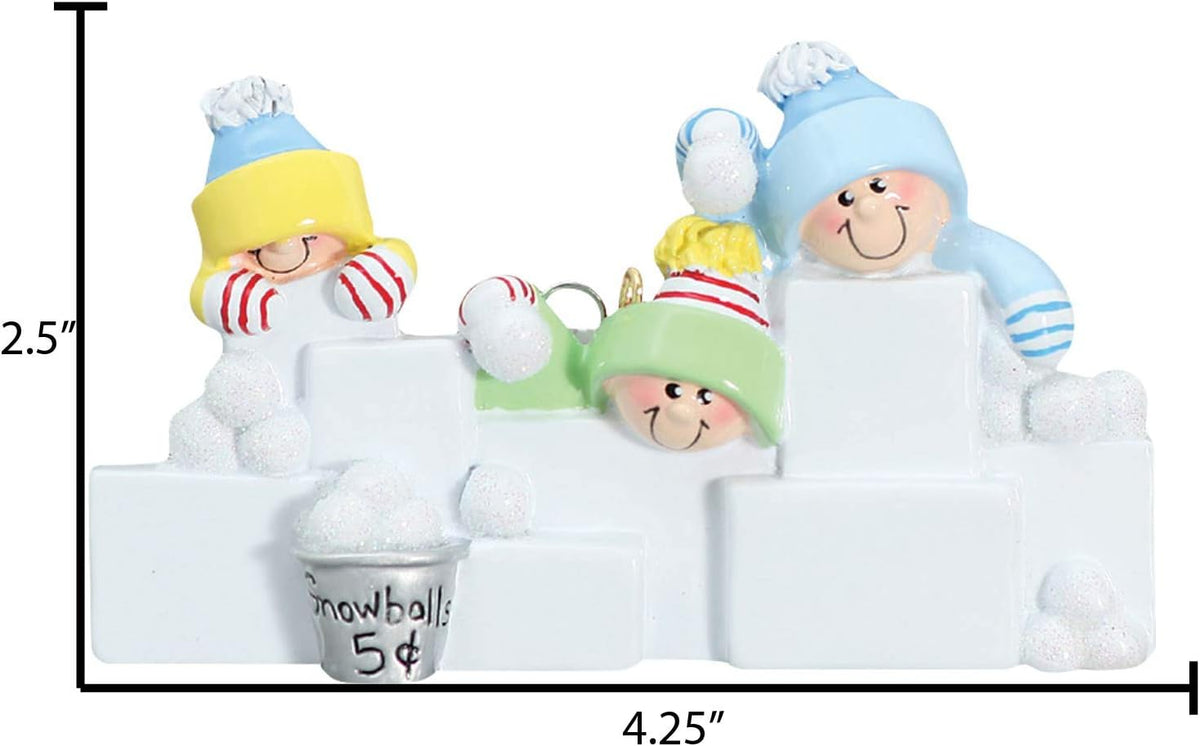 Personalized Family Christmas Ornament - Custom Ornament Family of 3 Xmas Ornaments 2024 Snowball