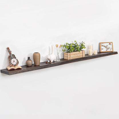 72 Inch Floating Shelves for Wall, Rustic Elm Wood Floating Shelves for Home Décor, Wall-Mounted