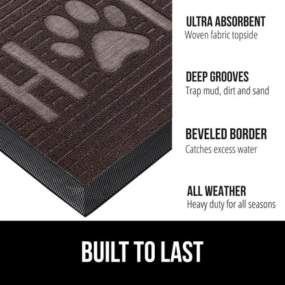 GORILLA GRIP 100% Waterproof All-Season WeatherMax Doormat 35x23, US Designed Natural Rubber, Stain