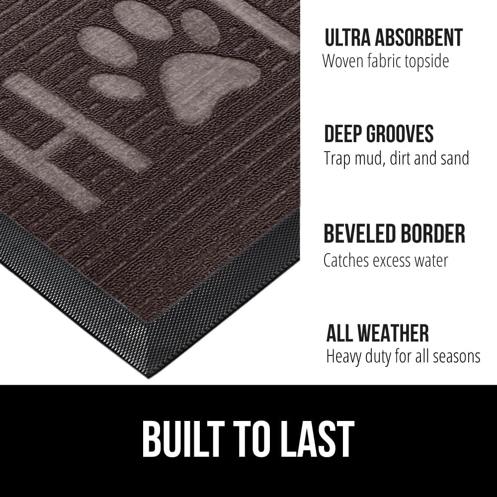 GORILLA GRIP 100% Waterproof All-Season WeatherMax Doormat, 47x35, US Designed Natural Rubber