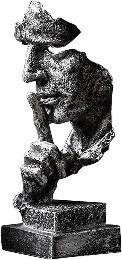 Silence is a Golden Statue Modern Mens Creative Office Home Room Decorations Sculpture Friends