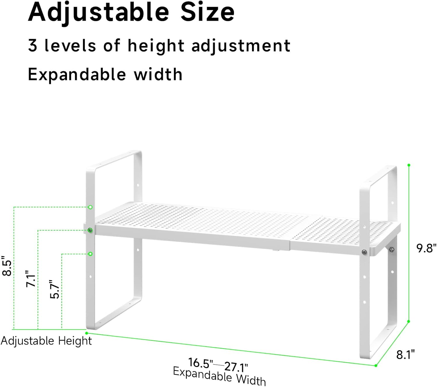 Expandable Cabinet Storage Shelf Stackable Organizer Rack for Kitchen Bathroom Pantry Spice