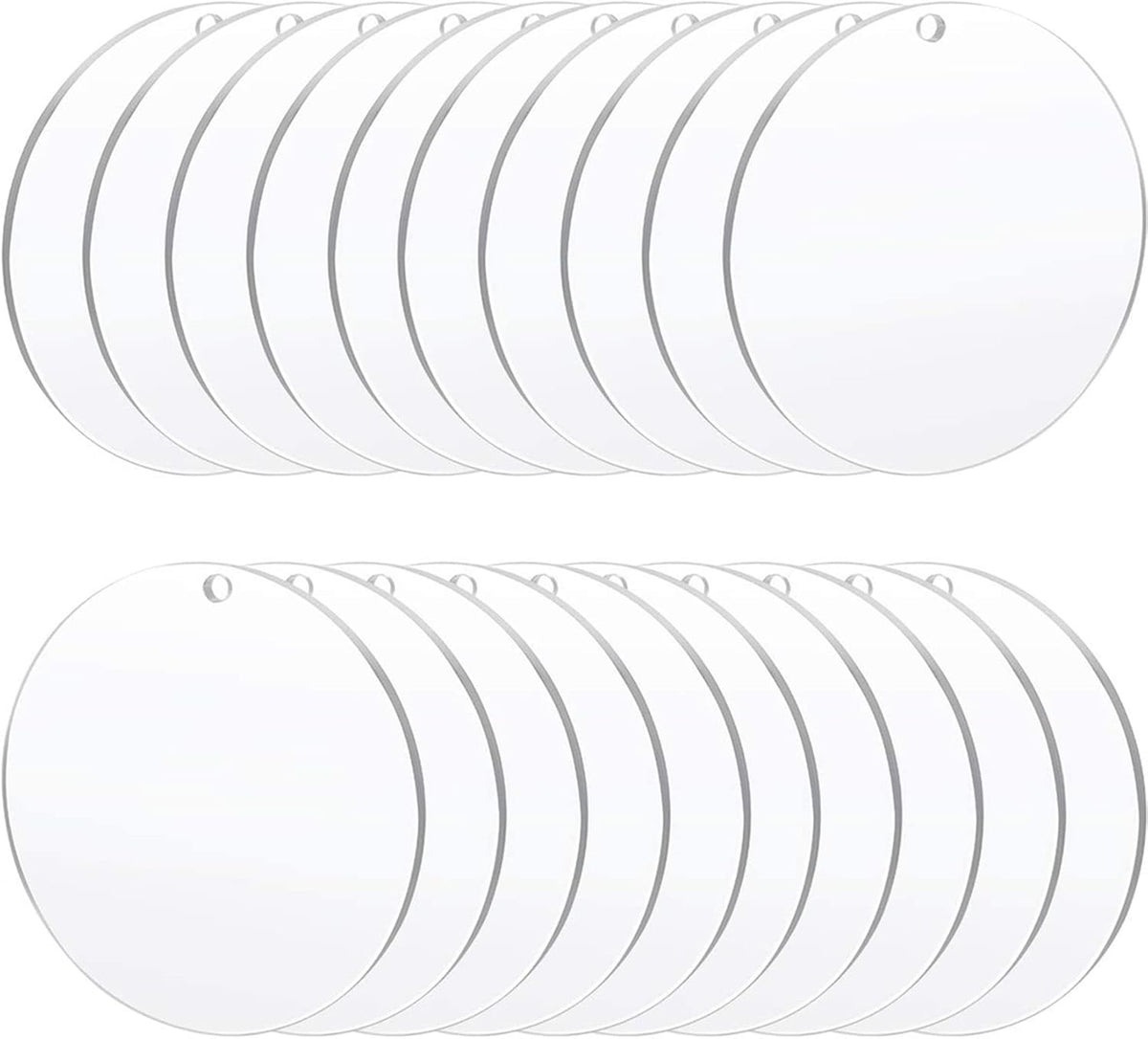 Acrylic Clear Ornament Circle Blanks 50 Pieces 1/16" Thick 3.5"/89 mm Transparent Round Acrylic