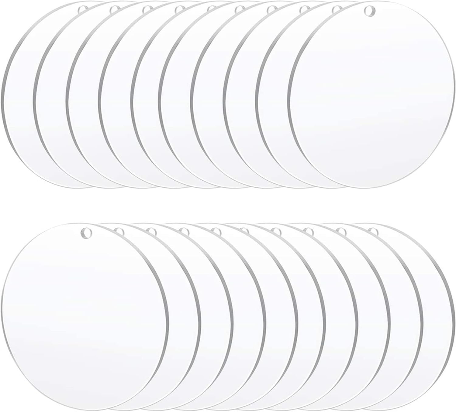 Acrylic Clear Ornament Circle Blanks 50 Pieces 1/16" Thick 3.5"/89 mm Transparent Round Acrylic