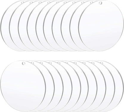 Acrylic Clear Ornament Circle Blanks 50 Pieces 1/16" Thick 3.5"/89 mm Transparent Round Acrylic