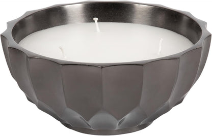 Kate and Laurel Plete Round Pleated Metal Candle Bowl, 8 Inch Diameter, Black Nickel, Modern