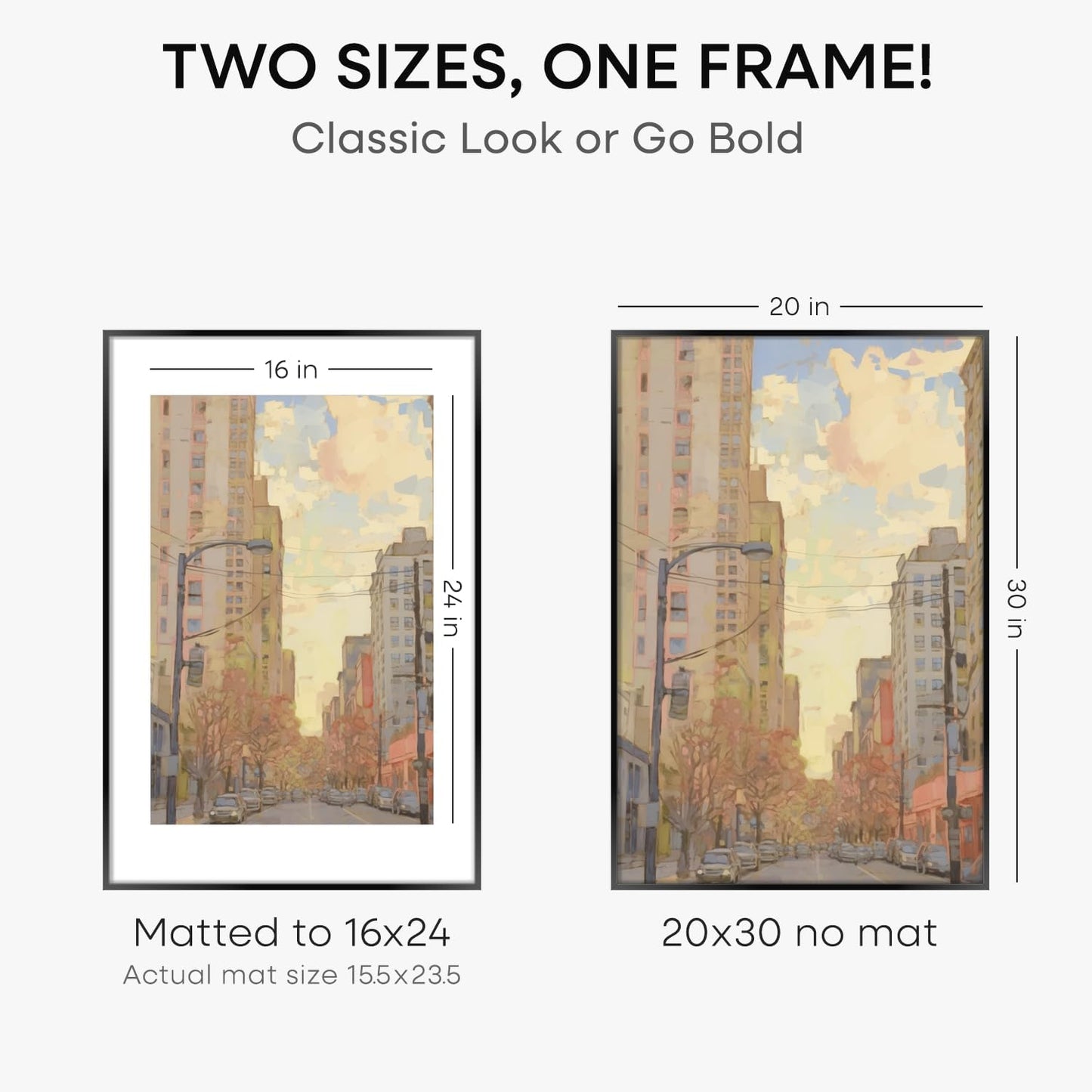 Homeforia 20x30 Poster Frame Black, High End Metal 20 x 30 Picture Frames with Mat 16 by 24 inch