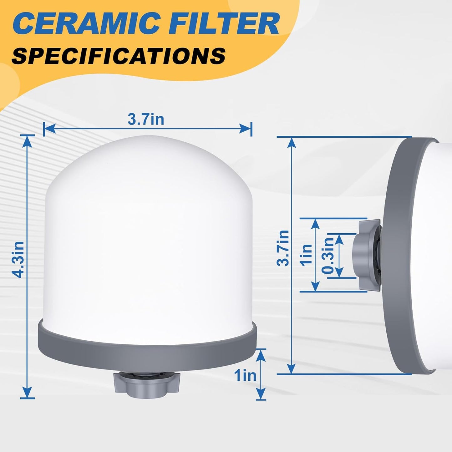 2Pack Replacement Ceramic Dome Water Filter 0.2 to 0.5 micron for Countertop Portable Water