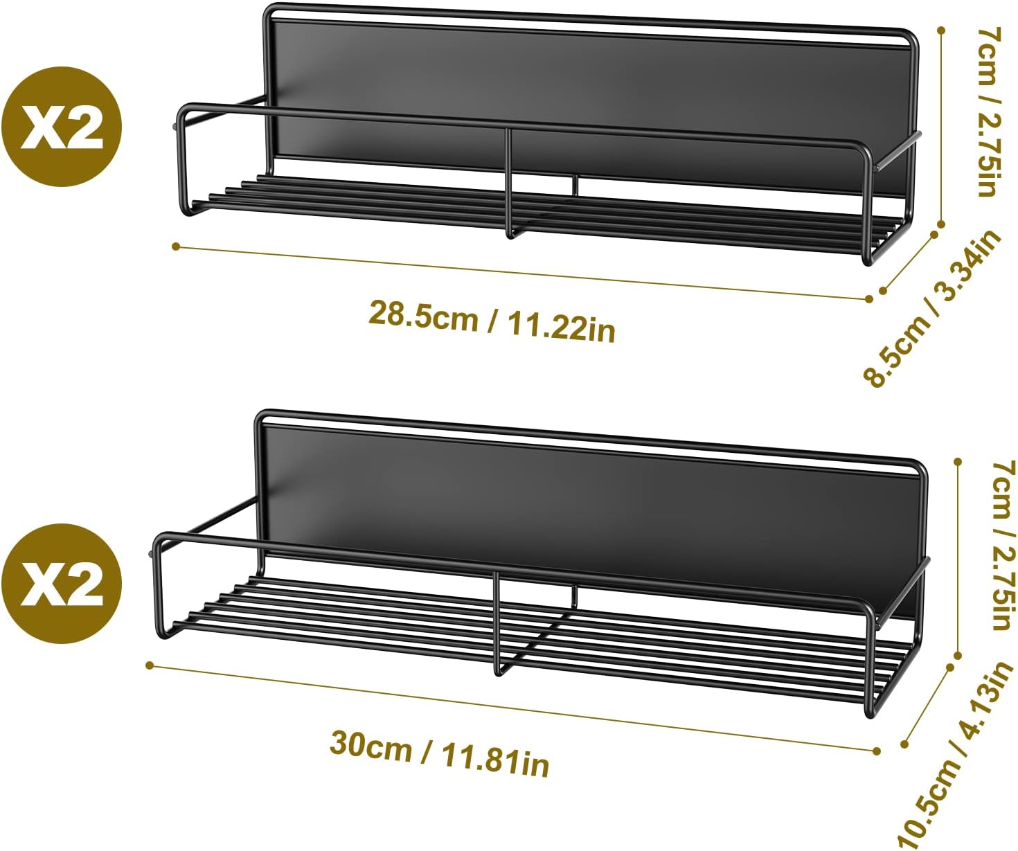 4 Pack Magnetic Spice Rack for Refrigerator, Magnetic Shelf Fridge Organizer for Kitchen Storage