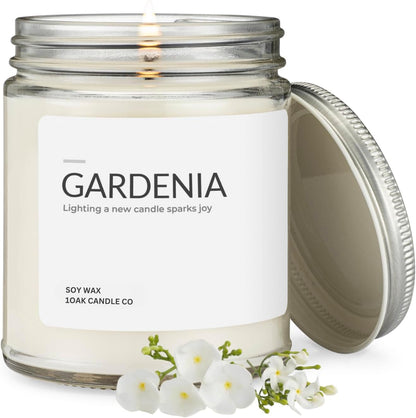 1OAK Soy Wax Scented Candles (Gardenia) - Long Burning Premium Hand-Poured (7oz.)