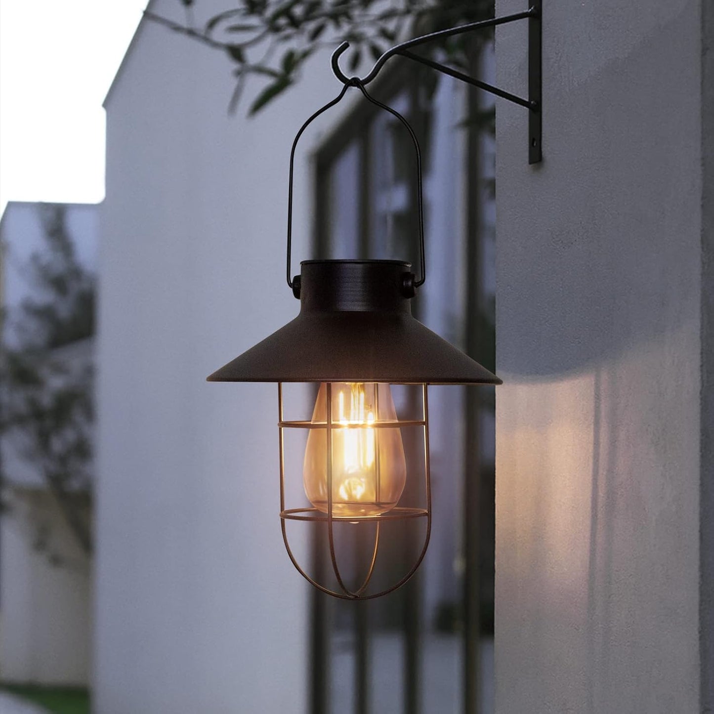 pearlstar Solar Lanterns Outdoor Metal Solar Powered Hanging Lights Waterproof for Wall Yard Garden