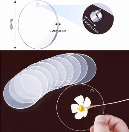 100 Pcs Round Acrylic Keychain Blanks 2Inch Circle Blanks with Hole,Clear Acrylic Discs Circles