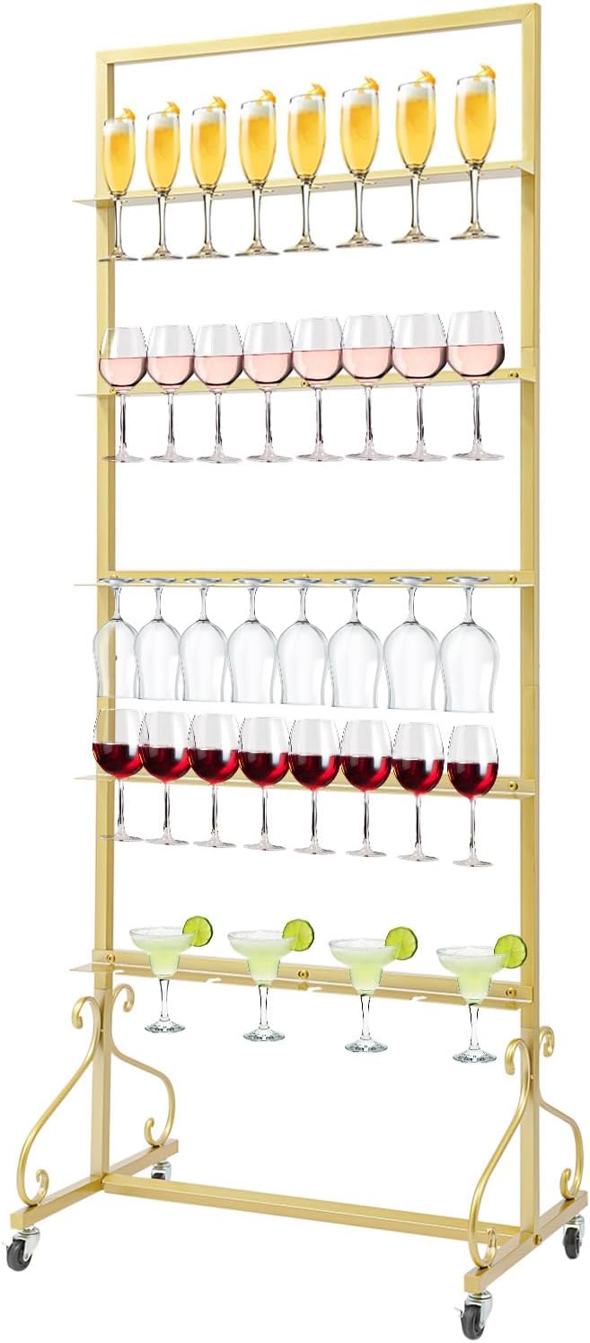 40 Slots Champagne Holder Stand for Party, Wine Glass Display Wall Holder, Stable Wine Glass