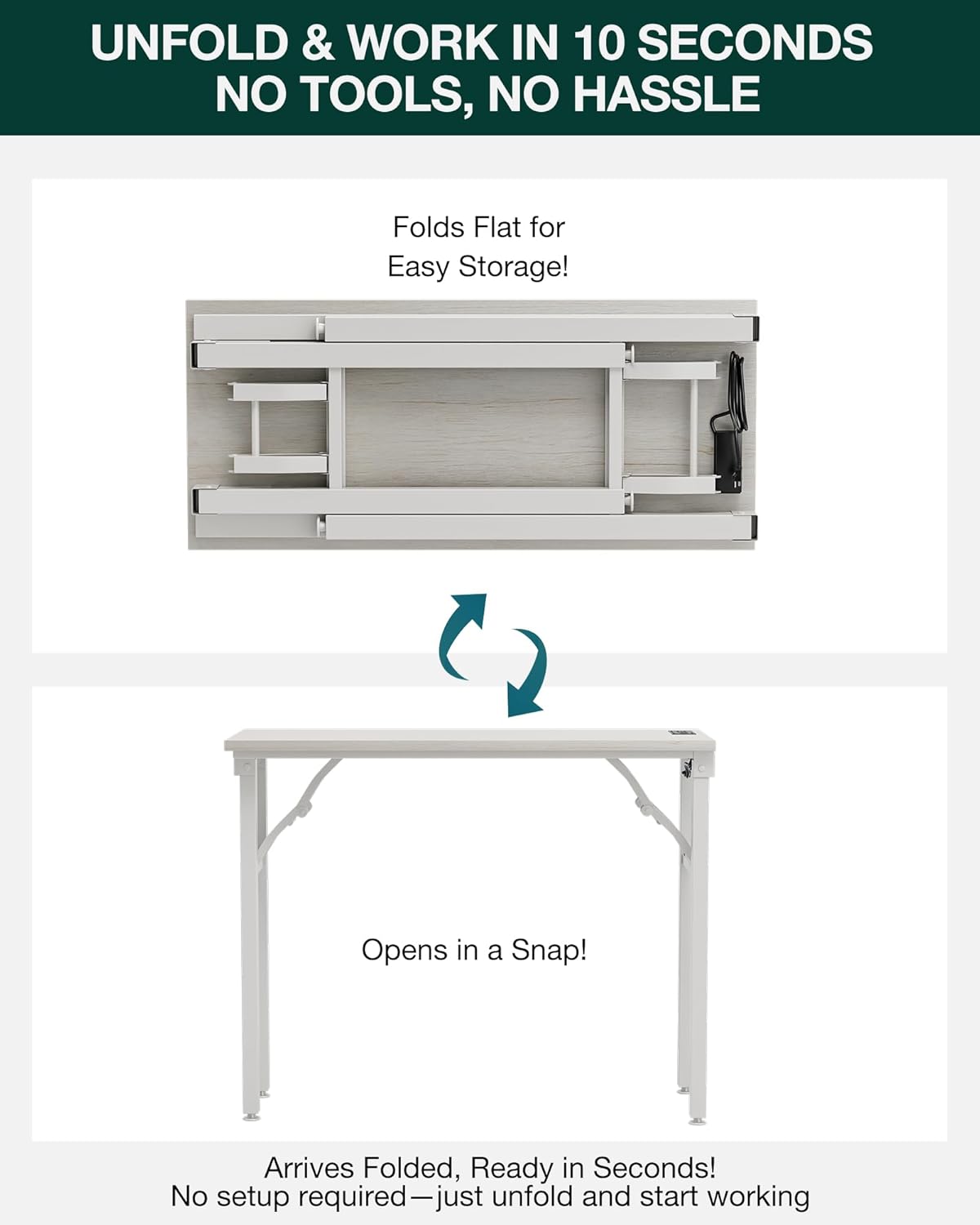 Frylr Small Folding Computer Desk – 35.8 Inch Portable Table for Craft and Study, Lightweight Desk