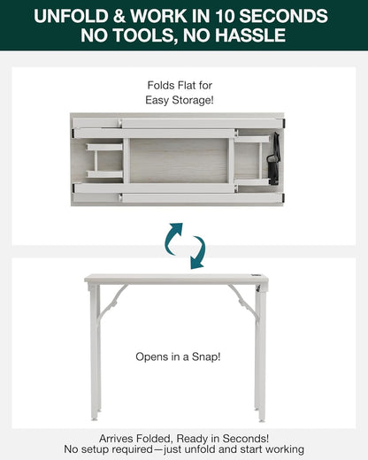 Frylr Small Folding Computer Desk – 35.8 Inch Portable Table for Craft and Study, Lightweight Desk