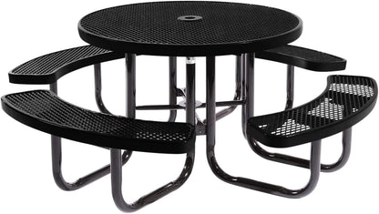 Coated Outdoor Furniture Heavy-Duty Portable Outdoor Picnic Table with Umbrella Hole, Expanded