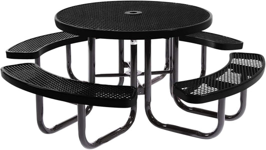 Coated Outdoor Furniture Heavy-Duty Portable Outdoor Picnic Table with Umbrella Hole, Expanded