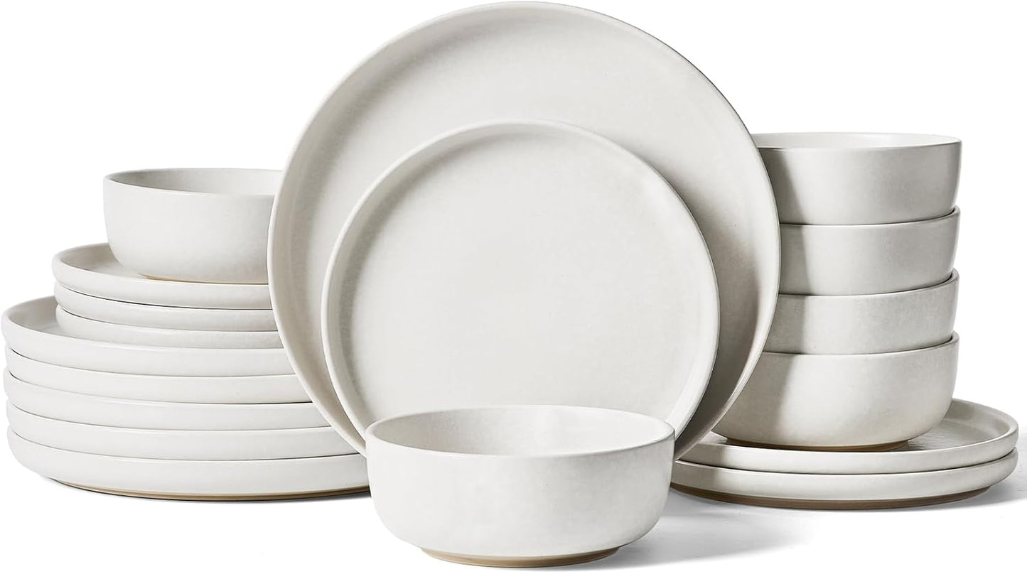 Famiware Milkyway Plates and Bowls Sets, 18 Pieces Dinnerware Sets, Reactive Glaze Dish Set