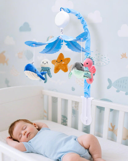FEISIKE Baby Crib Mobile with 35 Lullabies, 3 Modes Rotation & Music, Adjustable Volume, Nursery