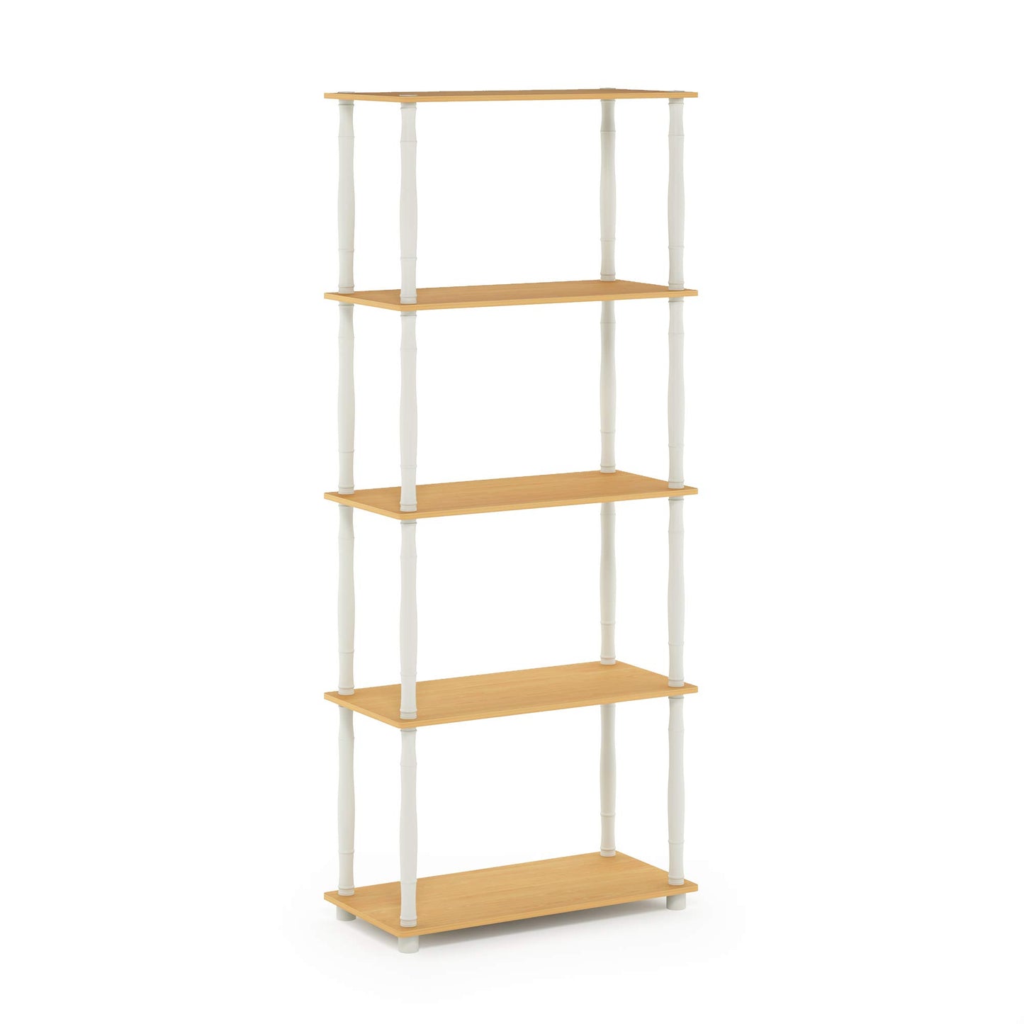Furinno TURN-S-TUBE Storage Shelves, 5-Tier Book Shelf, Corner Shelf, Toolless Open Shelves