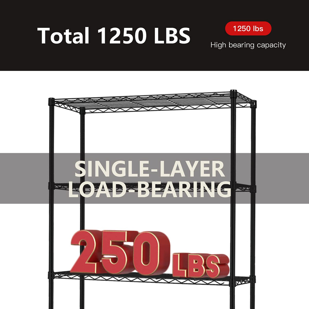 5 Tier Wire Shelving Unit 72"x36"x14"Storage Shelves Metal Wire Shelf Storage Rack Adjustable