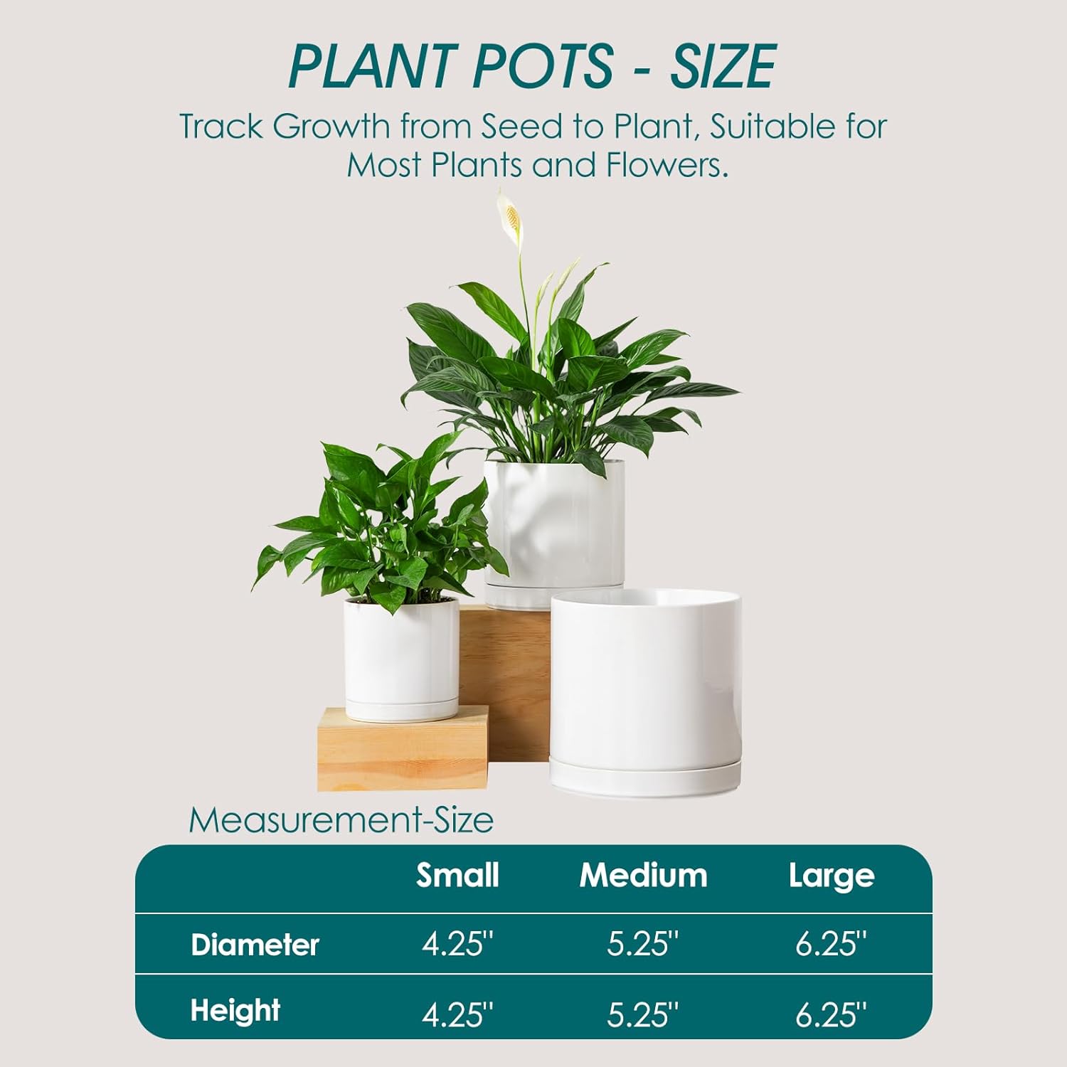 vancasso Ceramic Planters, Plant Pots for Indoor Plants, 6.25+8.25+10.25 Inch Ceramic Pots for