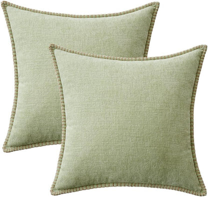 MIULEE Pack of 2 Couch Throw Pillow Covers 20x20 Inch Light Green Farmhouse Decorative Pillow