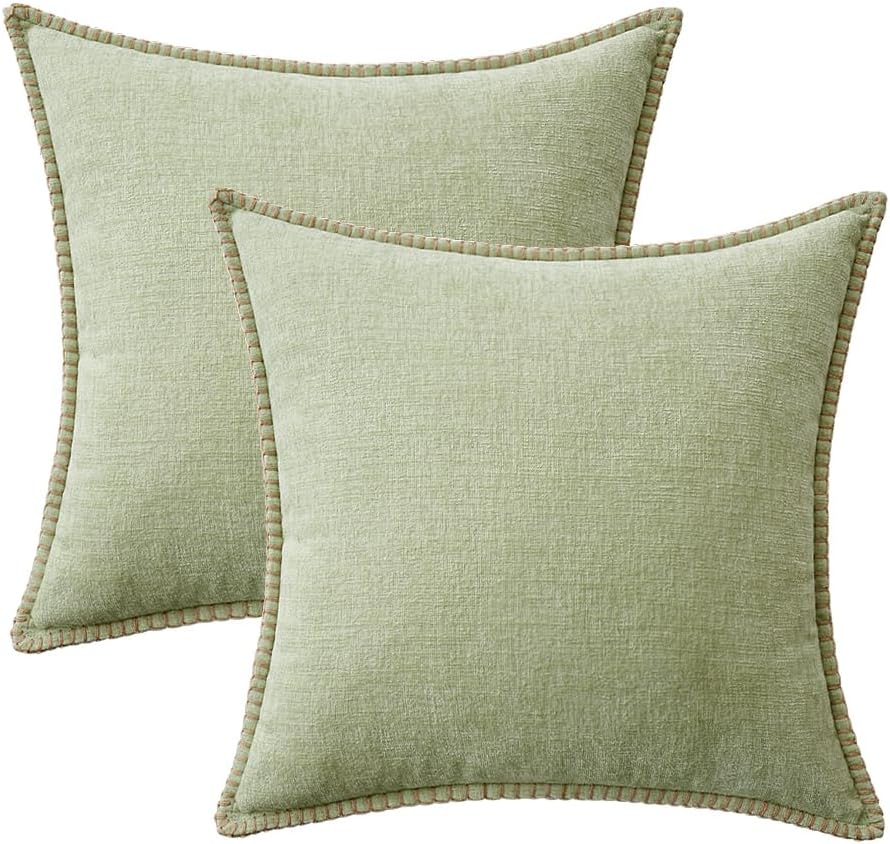 MIULEE Pack of 2 Couch Throw Pillow Covers 16x16 Inch Light Green Farmhouse Decorative Pillow