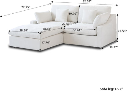 JACH Sectional Couches for Living Room, Cloud Sectional Couch with Deep Seat, Love Seat Modular