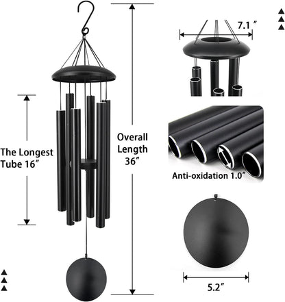 ASTARIN Outdoor Memorial Wind Chimes, 36 in with 6 Heavy Tubes, Deep Tone for Garden Hanging Decor