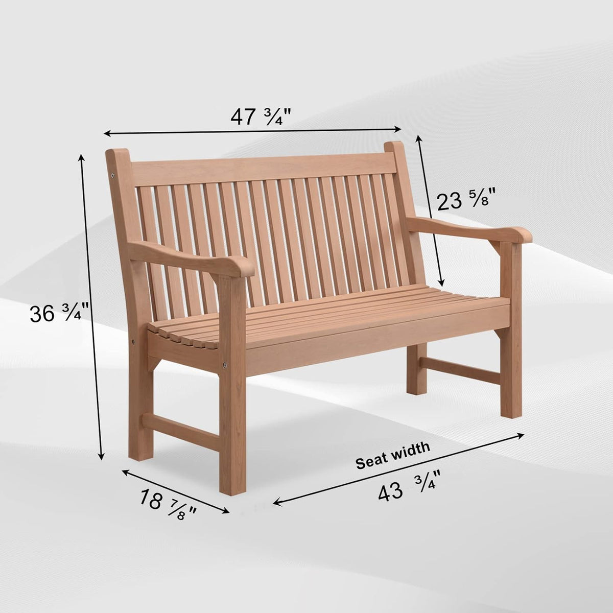 Psilvam 2-Person Poly Lumber Outdoor Bench with 700 Lbs Weight Capacity – Weatherproof Garden