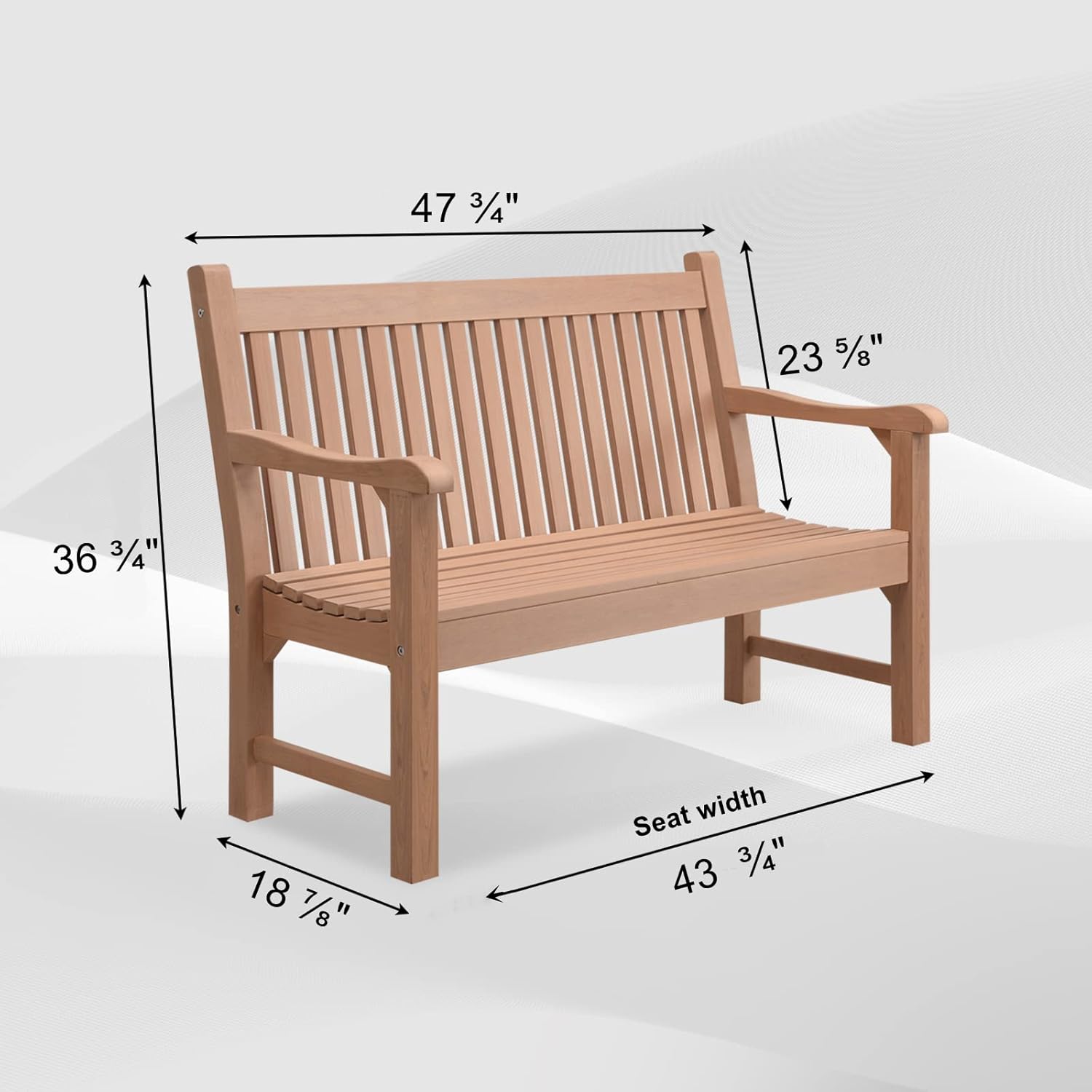 Psilvam 2-Person Poly Lumber Outdoor Bench with 700 Lbs Weight Capacity – Weatherproof Garden