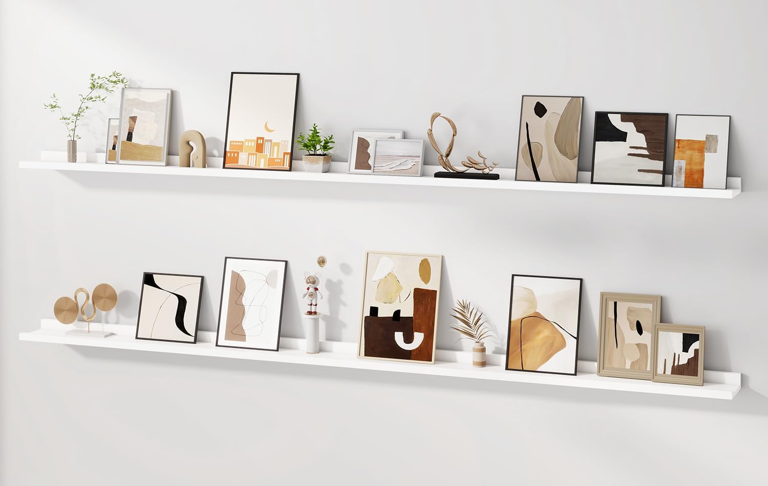 Floating Picture Ledge Shelves for Wall Set of 2, 84 Inches Picture Ledge Shelf with Long Large