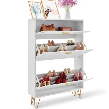 VEVOR Shoe Cabinet with 2 Flip Drawers, Modern Shoes Storage Cabinet with Storage Drawer and