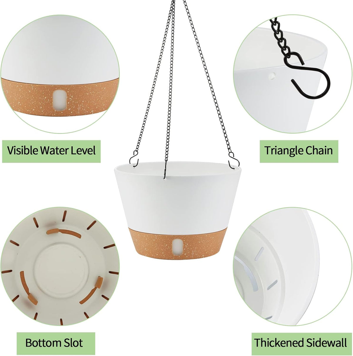 2 Pack 10 Inch Hanging Planters for Indoor Outdoor Plants, Hanging Plant Flower Pot Basket with