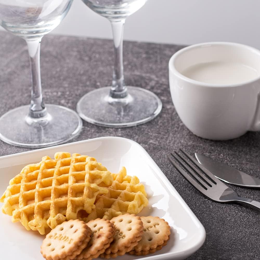 DELLING 8in White Rectangular Serving Plates-Large Serving Platter Set Salad Plates - Big Serving