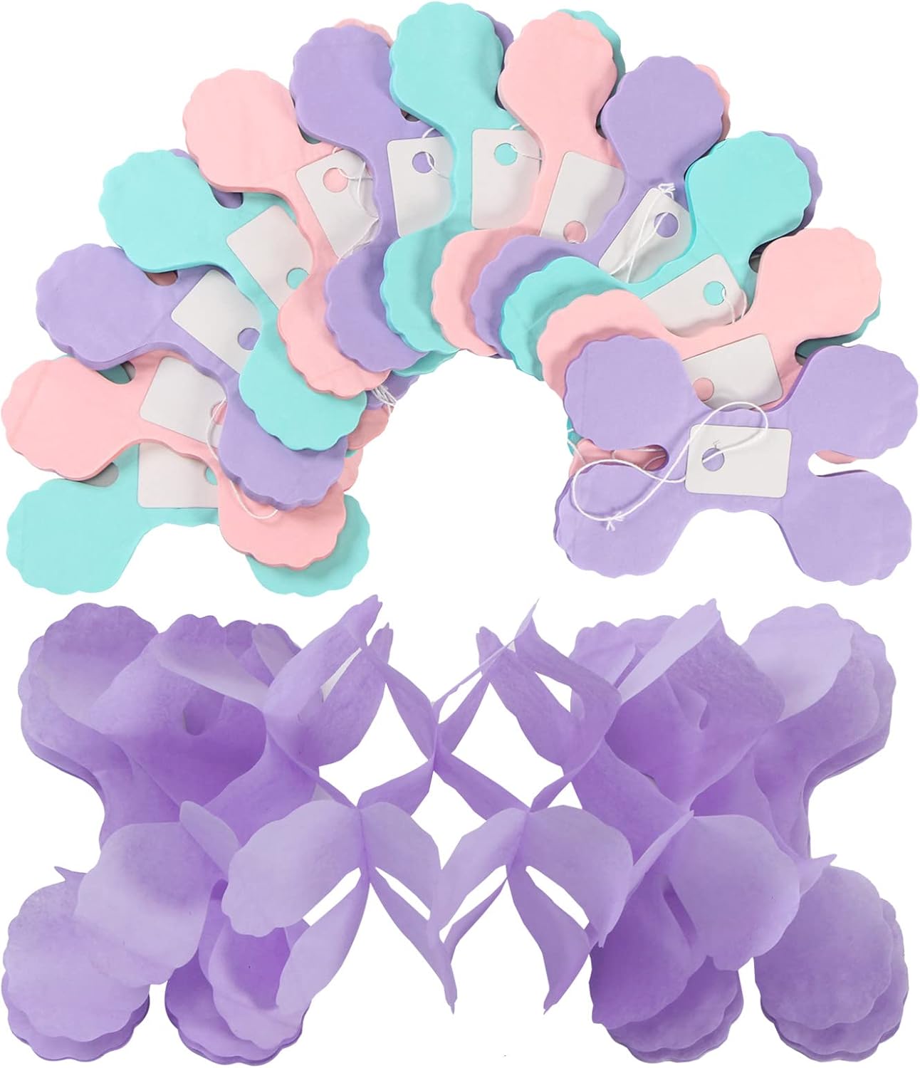 Pink-Purple Mint Mermaid Party-Decorations Streamers-Garland - 12pcs Teal Ocean-Themed 4-Leaf